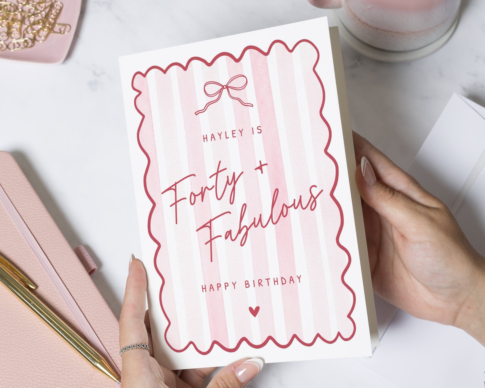 40th Birthday Card for Her, Personalised Birthday Card, Forty and Fabulous Card, Birthday Card for Wife Mum Sister Friend