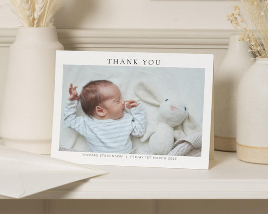 Baby Boy Photo Thank You Cards, Cute New Baby Cards Thank You, Personalised Thank You Cards New Baby Girl, Baby boy Postcard Thankyou Card