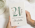 21st Birthday Card, Personalised 21st Birthday Card, Birthday Cards for Her, Daughter Birthday Card, Friend Card, Floral Birthday Card