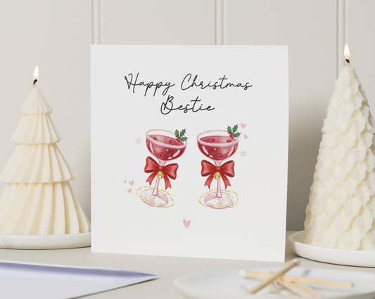 Christmas Card for Best Friend, Happy Christmas Bestie Card, Christmas Card for Her, Cute Christmas Card, Personalised Xmas Card