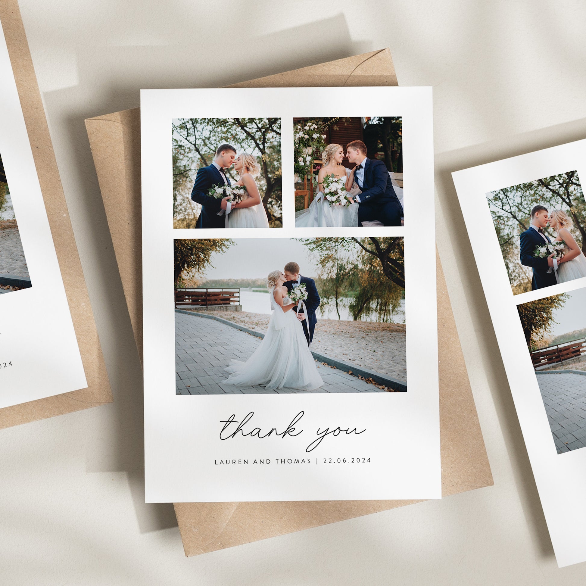 Wedding Thank You Cards, Post Card Thank You Cards, Folded Wedding Thank You, Thank You Wedding Card, Simple Wedding Card With Photo