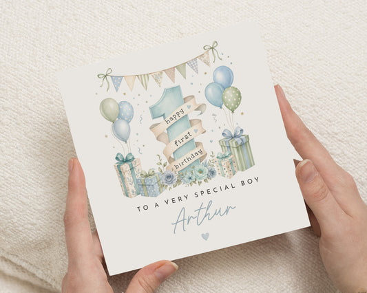 1st Birthday Card for Boy, First Birthday Card, Personalised Birthday Card for Boy, 1st Birthday Card for Son, Grandson, Nephew