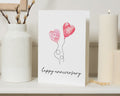 Personalised Anniversary Card, Anniversary Card for Wife, Anniversary Card for Husband, Romantic Anniversary Card, Heart Balloon Card