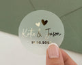 Personalised Wedding Sticker, Custom Name Wedding Label, Gold Foil Wedding Sticker, Wedding Envelope Seal, Wedding Date Sticker