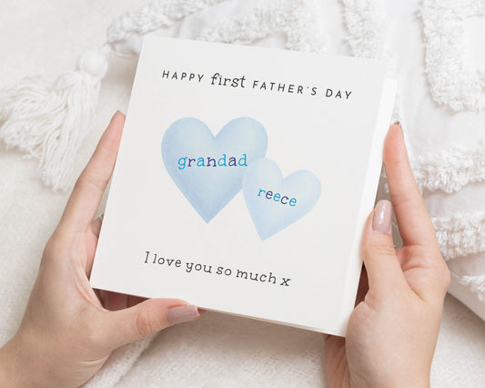 First Fathers Day Card, Personalised Fathers Day Card from Baby, Custom Grandad Card, Heart Card for Dad, Fathers Day Card for Him