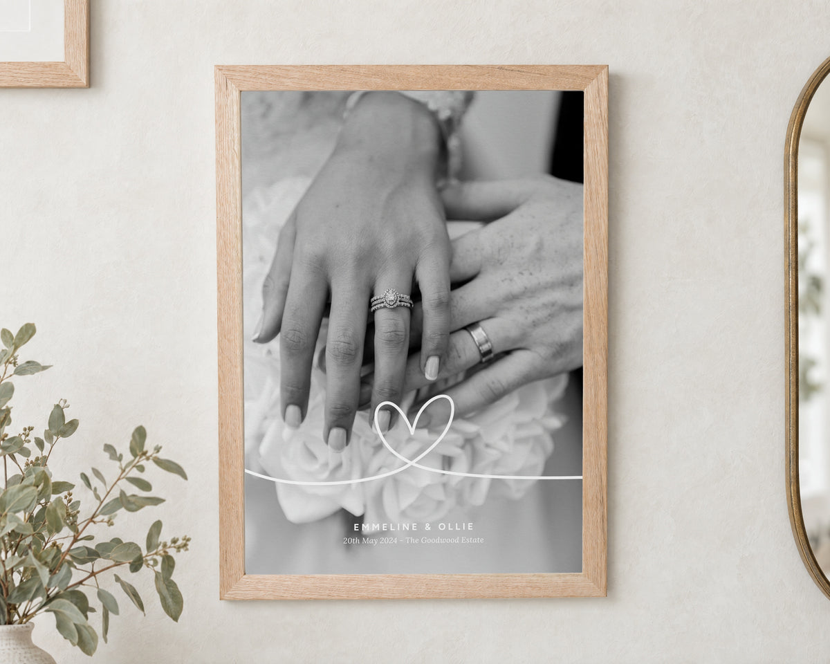 Personalised Photo Print, Custom Wedding Print From Your Photo, Black and White Couple Wall Art, Anniversary Gift for Couple