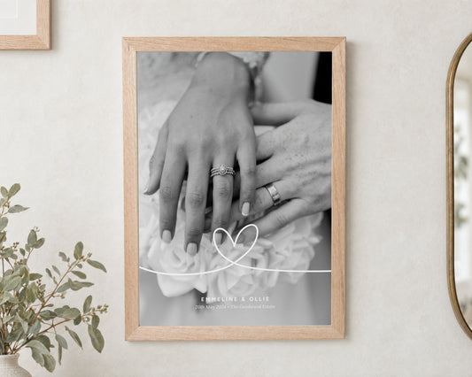 Personalised Photo Print, Custom Wedding Print From Your Photo, Black and White Couple Wall Art, Anniversary Gift for Couple