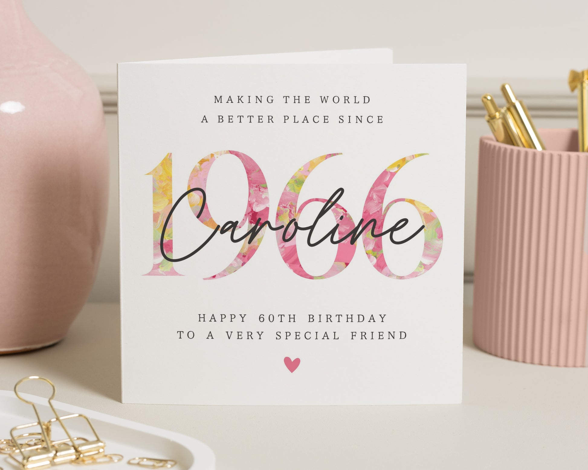 60th Birthday Card for Friend, Personalised 60th Birthday Card, Birthday Card for Her, 1966 Birthday Card