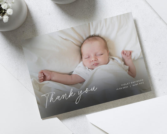 Simple New Baby Thank You Cards, Personalised Thank You Cards New Baby, Baby Photo Thank You Cards, Postcard Thankyou Cards, Thank You Notes