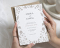 Grey Botanical Wedding Invitations, Floral Wedding Invites, Elegant Garden Stationery, Kraft Envelope, Personalised Invitation Suite