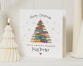 Christmas Card for Teacher, Personalised Teacher Christmas Card, Merry Christmas Card for Teacher, Book Christmas Card