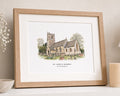 Personalised Wedding Venue Print, Church Illustration Wall Art, Gift for Couple, Anniversary Gift, Landscape Framed Print
