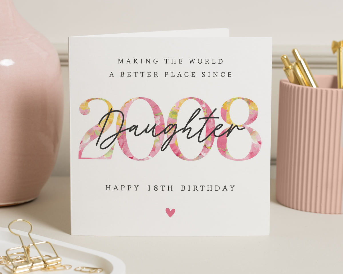 18th Birthday Card for Daughter, Daughter 18th Birthday Card, Personalised Birthday Card, Birthday Cards for Her, Floral Age Card