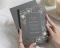 Gold Foil Botanical Wedding Invitations, Charcoal Grey Floral Wedding Invite, Elegant Garden Wedding Stationery