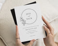 Black and White Wedding Invitations, Minimal Floral Wedding Invite, Elegant Botanical Invitation Suite, Personalised Wedding Stationery