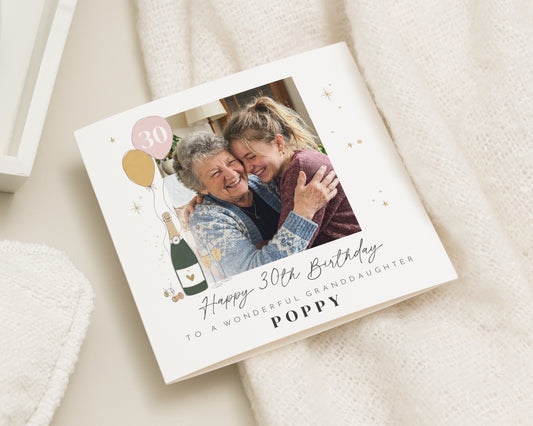 30th Birthday Card for Granddaughter, Personalised Photo Birthday Card, Granddaughter Birthday Card, 30th Birthday Cards for Her