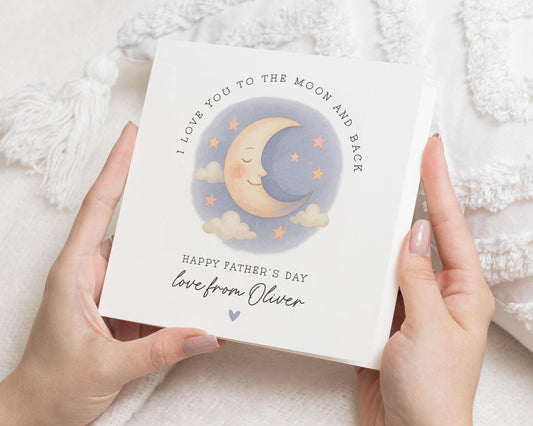 Fathers Day Card, Fathers Day Card from Son, I Love You To The Moon And Back, Personalised Fathers Day Card, Cute Dad Card