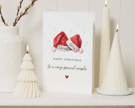 Personalised Christmas Card for Couple, Christmas Card for Couples, Special Couple Christmas Card, Custom Xmas Card, Santa Hat Card
