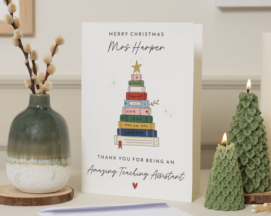 Personalised Christmas Card for Teaching Assistant, Teacher Thank You Christmas Card, Christmas Thank You Card, School Staff Xmas Card