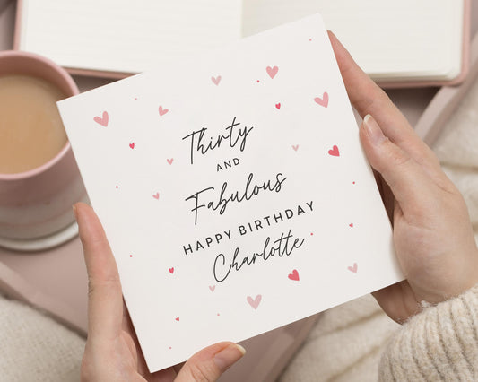 30th Birthday Card for Her, Thirty and Fabulous Birthday Card, Personalised Birthday Card for Women, Birthday Card for Friend