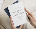 Navy Wedding Invitations, Minimalist Black and White Wedding Invite, Elegant Typography Invitation Suite, Personalised Wedding Stationery