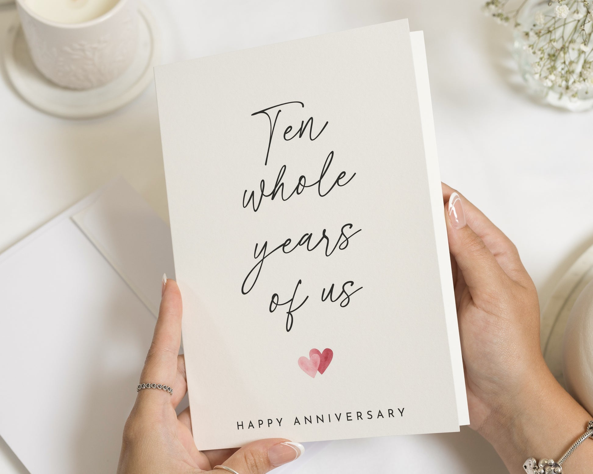 10th Anniversary Card, Tenth Anniversary Card for Husband, Anniversary Card for Wife, Card for Partner, Ten Years Together Card