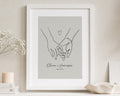 Personalised Couple or Group Line Art Print from Your Photo, Grey Wall Art, Anniversary Gift, Wedding Gift, Romantic Wall Art