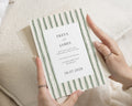 Sage Green Stripe Wedding Invitations, Elegant Minimal Wedding Invite, Classic Personalised Invitation Suite, Modern Wedding Stationery