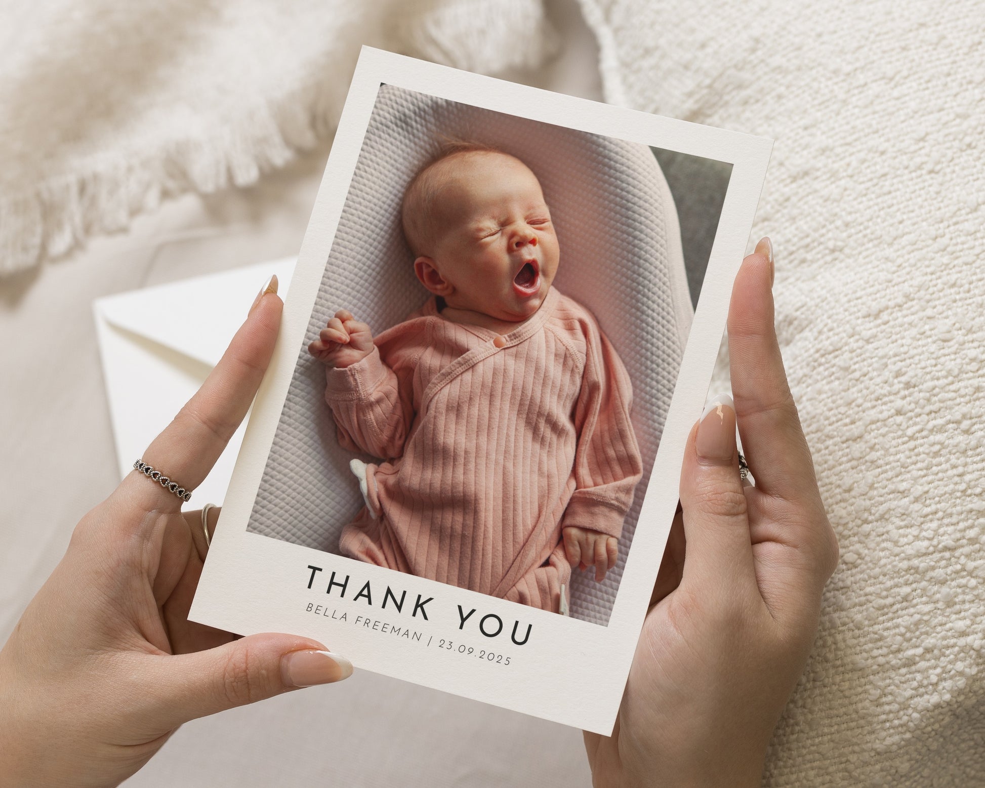 Personalised Baby Thank You Card, Photo Thank You Card, Birth Announcement, Baby Thank You Cards, Minimalist Baby Thank You, Flat A6 Card
