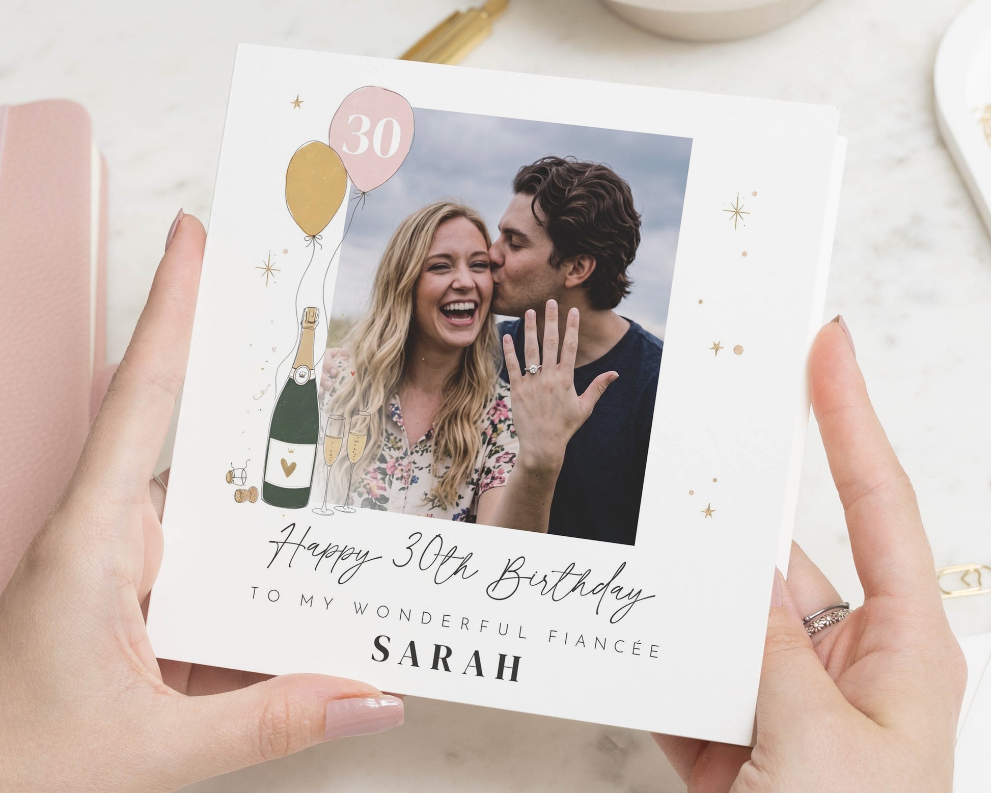 30th Birthday Card for Fiancée, Personalised Photo Birthday Card, Birthday Card for Her, Romantic 30th Birthday Card