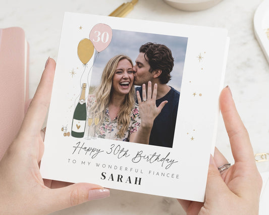30th Birthday Card for Fiancée, Personalised Photo Birthday Card, Birthday Card for Her, Romantic 30th Birthday Card
