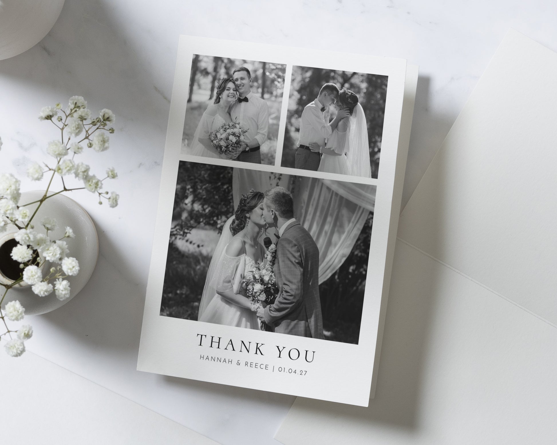 Personalised Wedding Thank You Cards, Photo Wedding Thank You Card, Minimal Thank You Cards, Wedding Thank You Card for Guests
