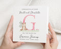New Baby Card, Personalised Baby Girl Card, Birth Congratulations Card, Teddy Bear Card, Custom Name Card, Baby Announcement Card