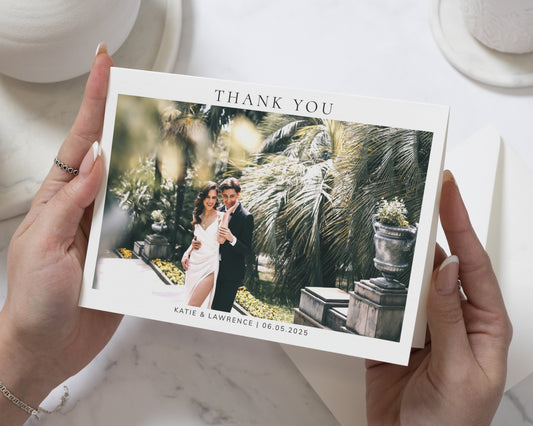 Personalised Wedding Thank You Cards, Photo Wedding Thank You Card, Folded Thank You Cards, Thank You Card for Wedding, Simple Wedding Card