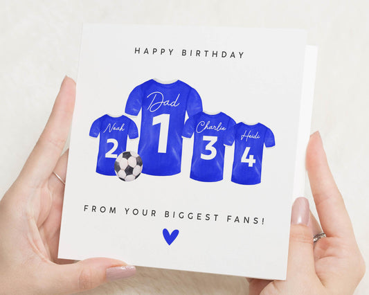 Birthday Card for Dad, Personalised Football Shirt Card, Birthday Card from Kids, Birthday Card for Him, Dad Birthday Card