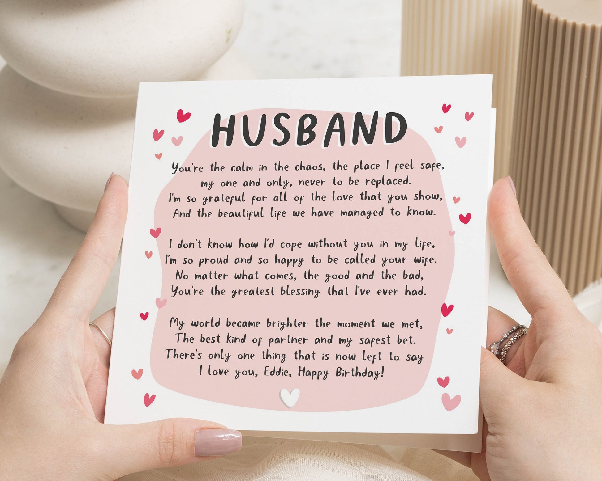 Birthday Card for Husband, Husband Birthday Card, Romantic Birthday Card for Him, Personalised Birthday Card, Poem Birthday Card for Husband