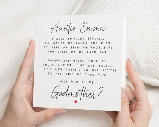 Will You Be My Godmother Card, Godmother Proposal Card, Personalised Godparent Card, Christening Card, Card for Auntie