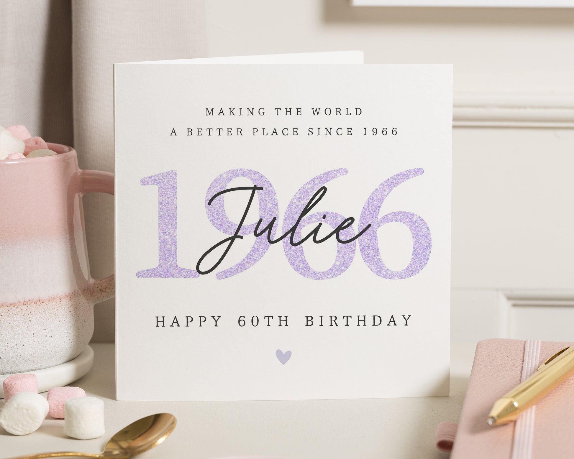 60th Birthday Card for Her, Personalised 60th Birthday Card, Birthday Card for Mum, Birthday Card for Friend, Custom Age Birthday Card