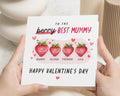 Valentines Day Card for Mummy, Personalised Valentines Card, Card from Kids, Card for Mum, Cute Strawberry Card, Card for Her