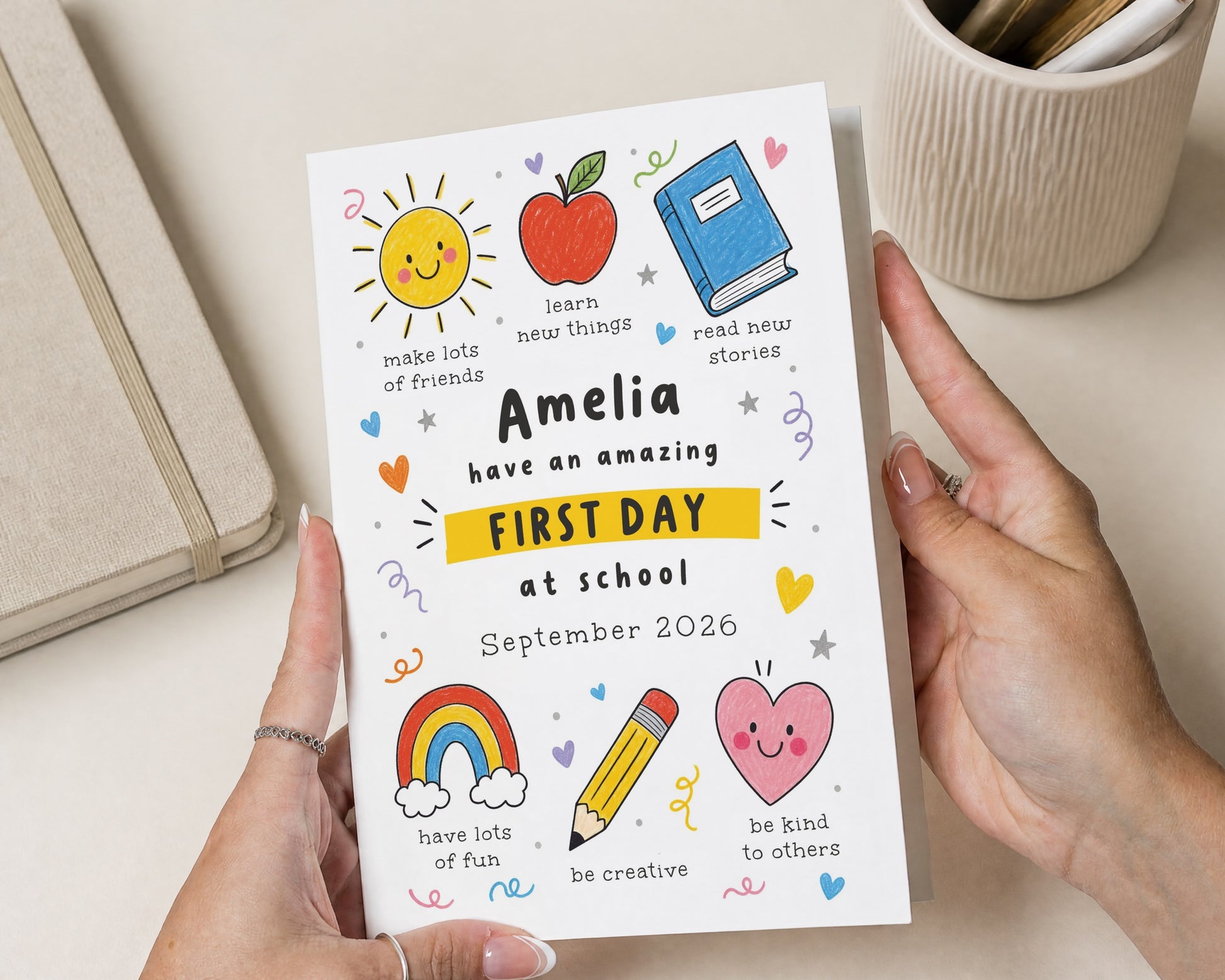 Personalised First Day at School Card, Starting School Card, Good Luck Card, First Day of School, School Starter Card, Childrens Card