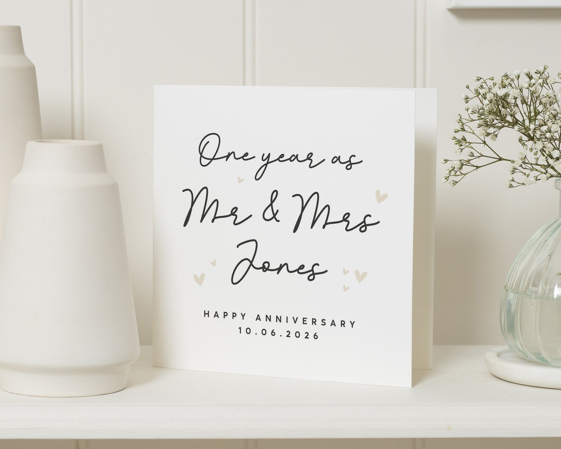 Anniversary Card, One Year Anniversary Card, Personalised Mr and Mrs Card, Wedding Anniversary Card, First Year Anniversary Card