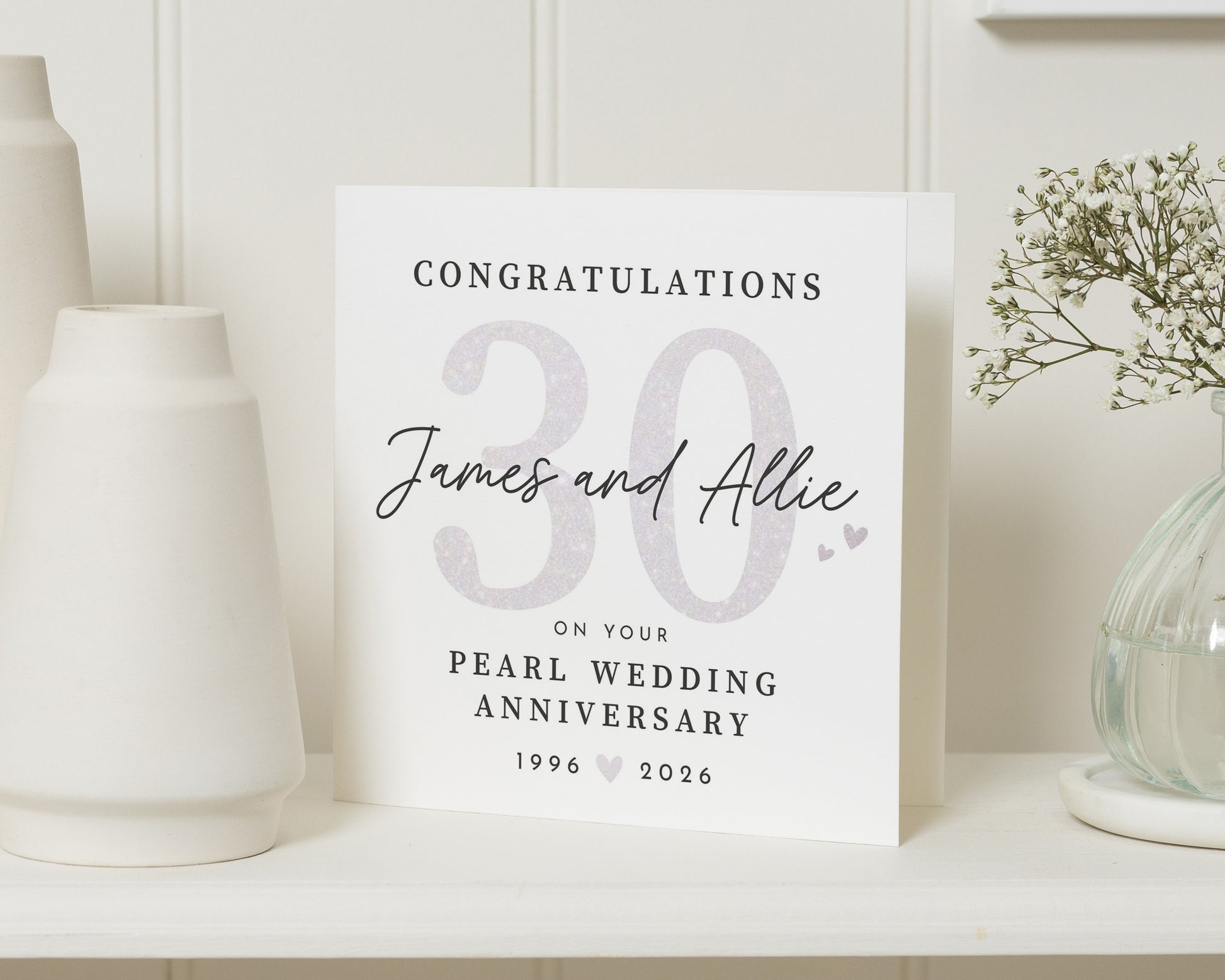 Pearl Wedding Anniversary Card, 30th Anniversary Card, Personalised Anniversary Card, 30 Year Wedding Card, Couples Anniversary Card