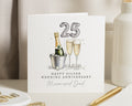 Silver Wedding Anniversary Card, 25th Anniversary Card for Mum and Dad, Anniversary Card for Parents, Champagne Anniversary Card