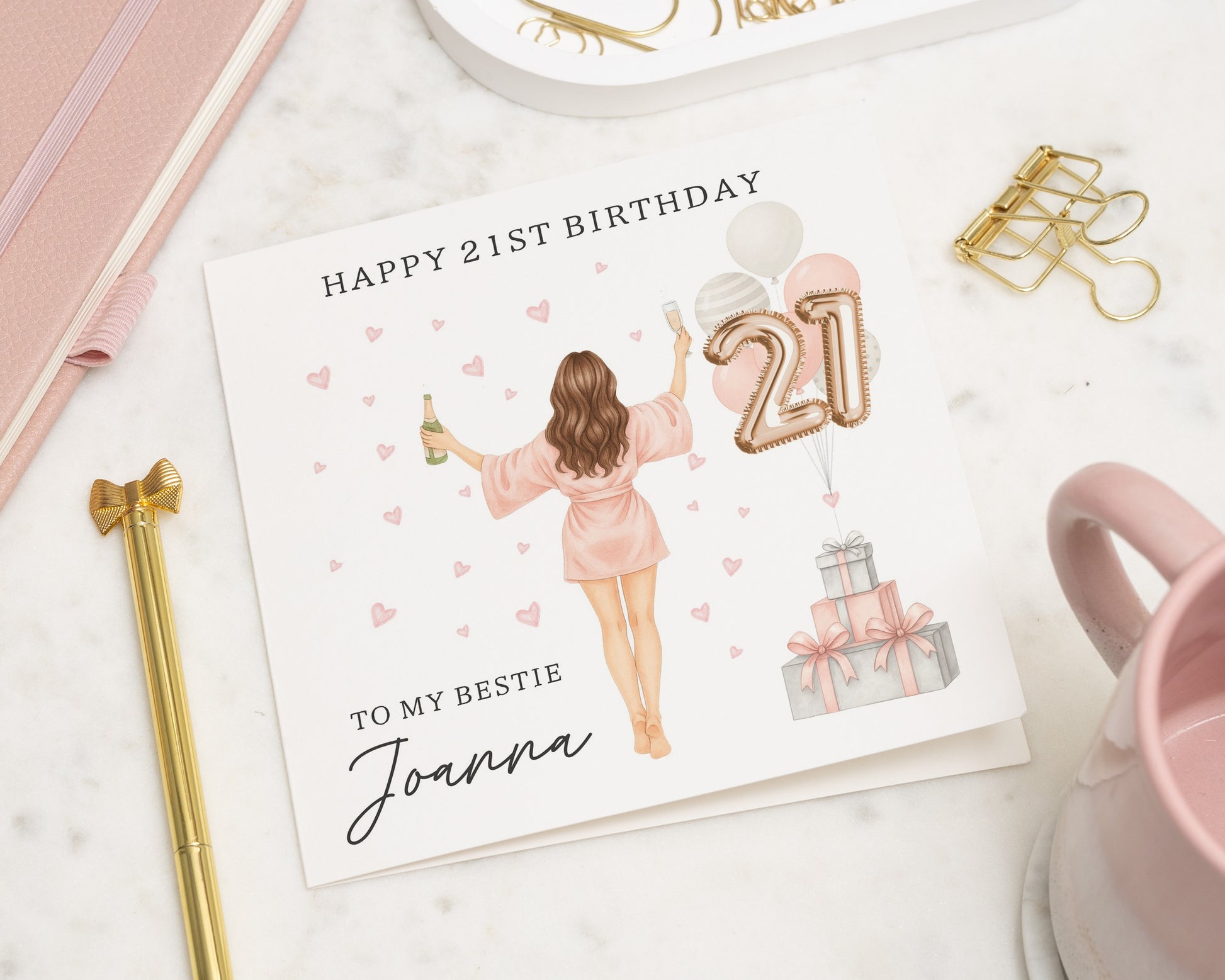 21st Birthday Card for Best Friend, Personalised Birthday Card for Her, 21st Birthday Card for Daughter, Cute 21st Birthday Card