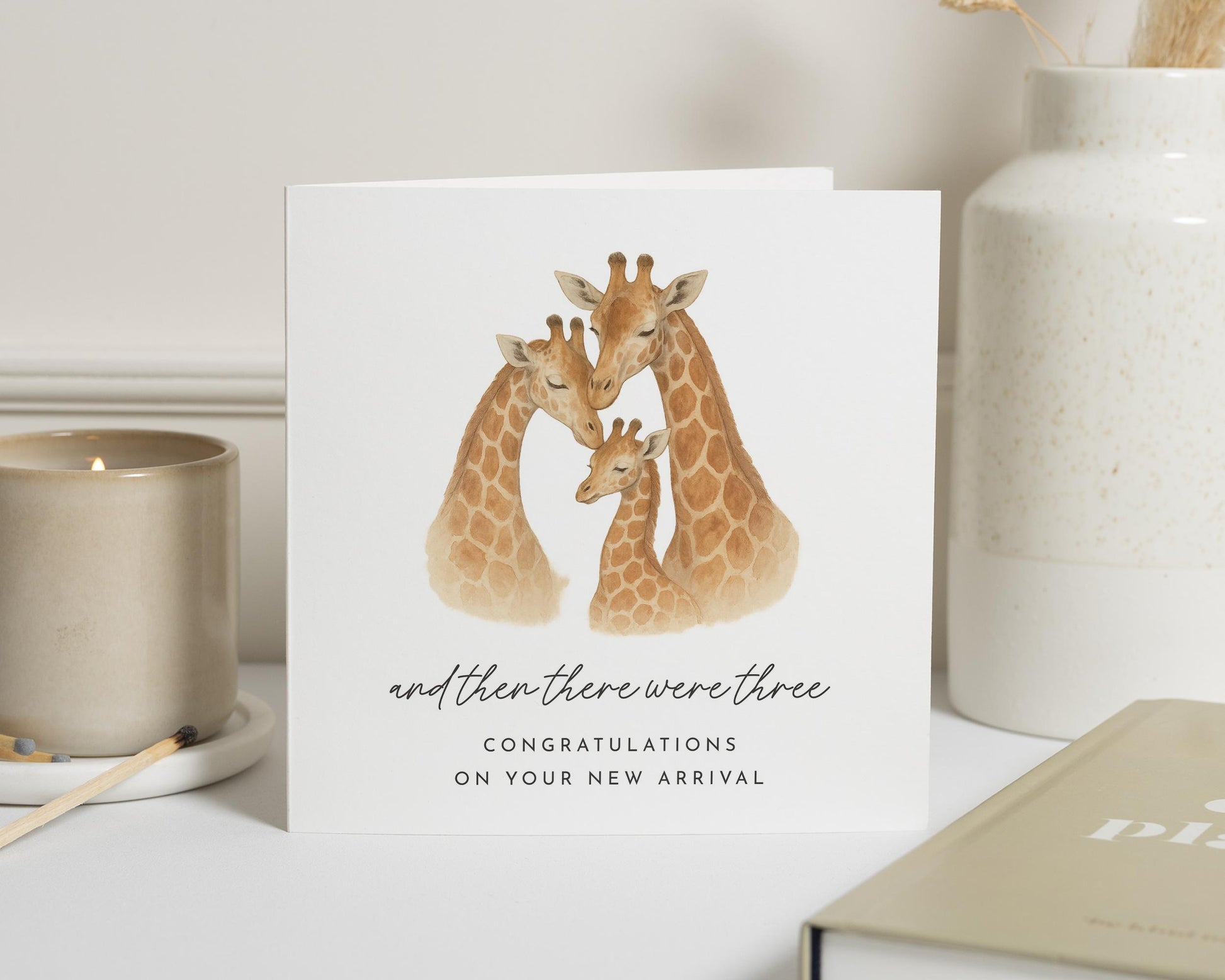 New Baby Card, Congratulations Card, New Arrival Card, Giraffe Card, Baby Card for Parents, Animal Card, Cute Baby Card, Family Card