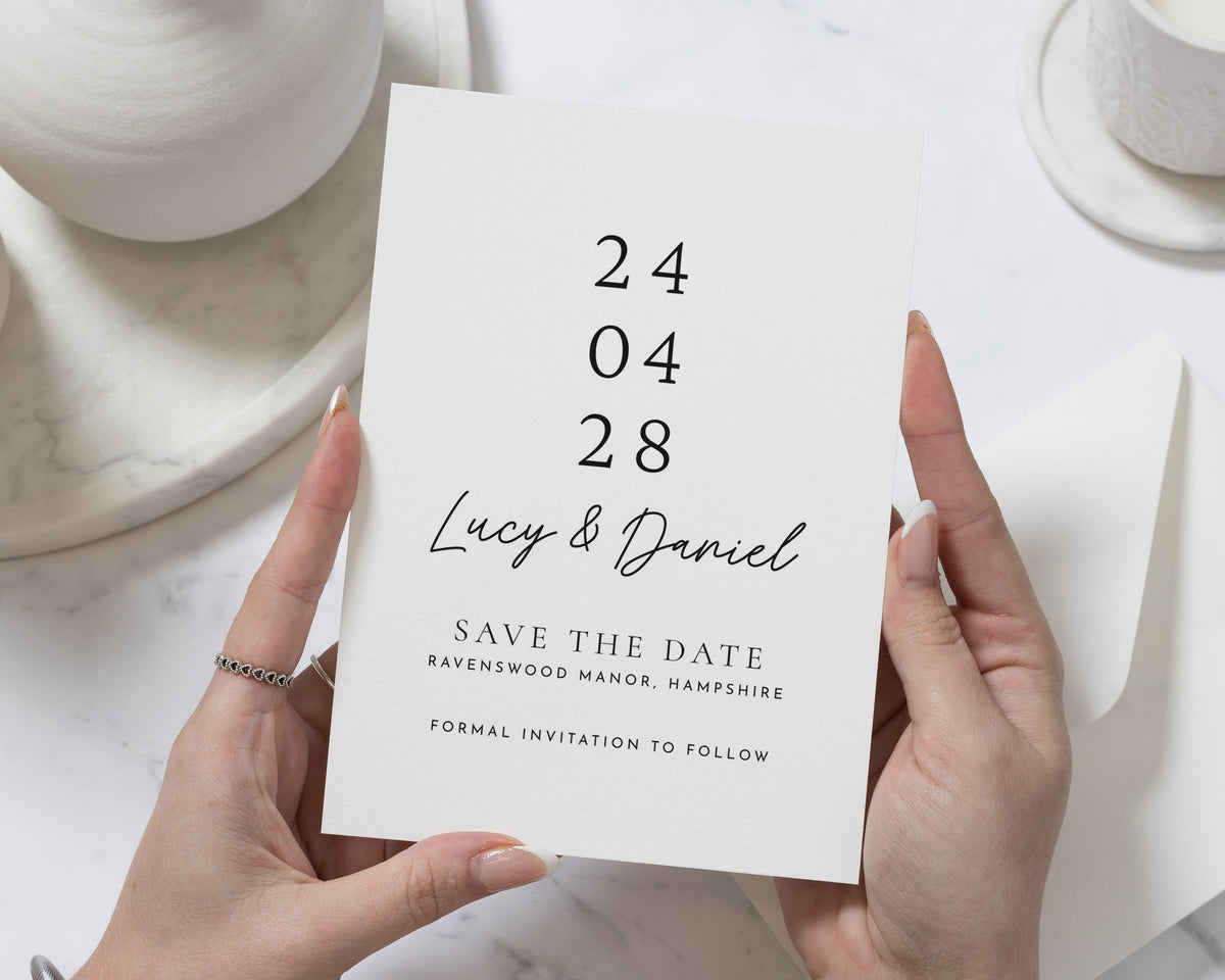 Save the Date Card, Personalised Save the Date Card, Wedding Save the Date, Simple Save the Date Cards, Minimal Save the Dates, A6 and 5x7