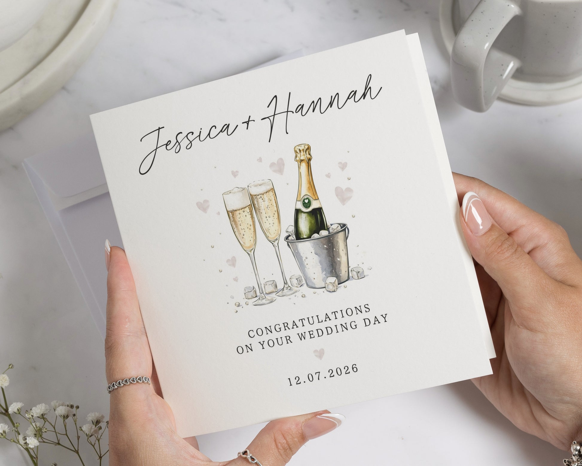 Wedding Card for Couple, Personalised Wedding Card, Champagne Wedding Card, Congratulations Card, Engagement Card, Wedding Day Card