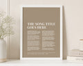 Personalised Song Lyrics Print, Custom Song Lyric Wall Art, Taupe Wall Art, Wedding Gift, Anniversary Gift, Music Lover Gift