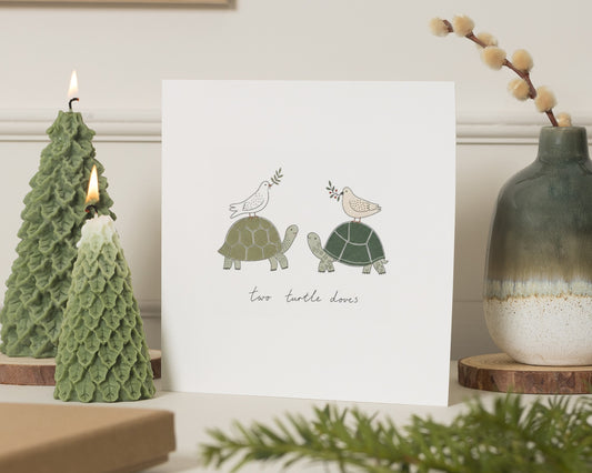 Christmas Card, Cute Christmas Card, Two Turtle Doves Christmas Card, Christmas Card for Couple, Christmas Cards for Him and Her