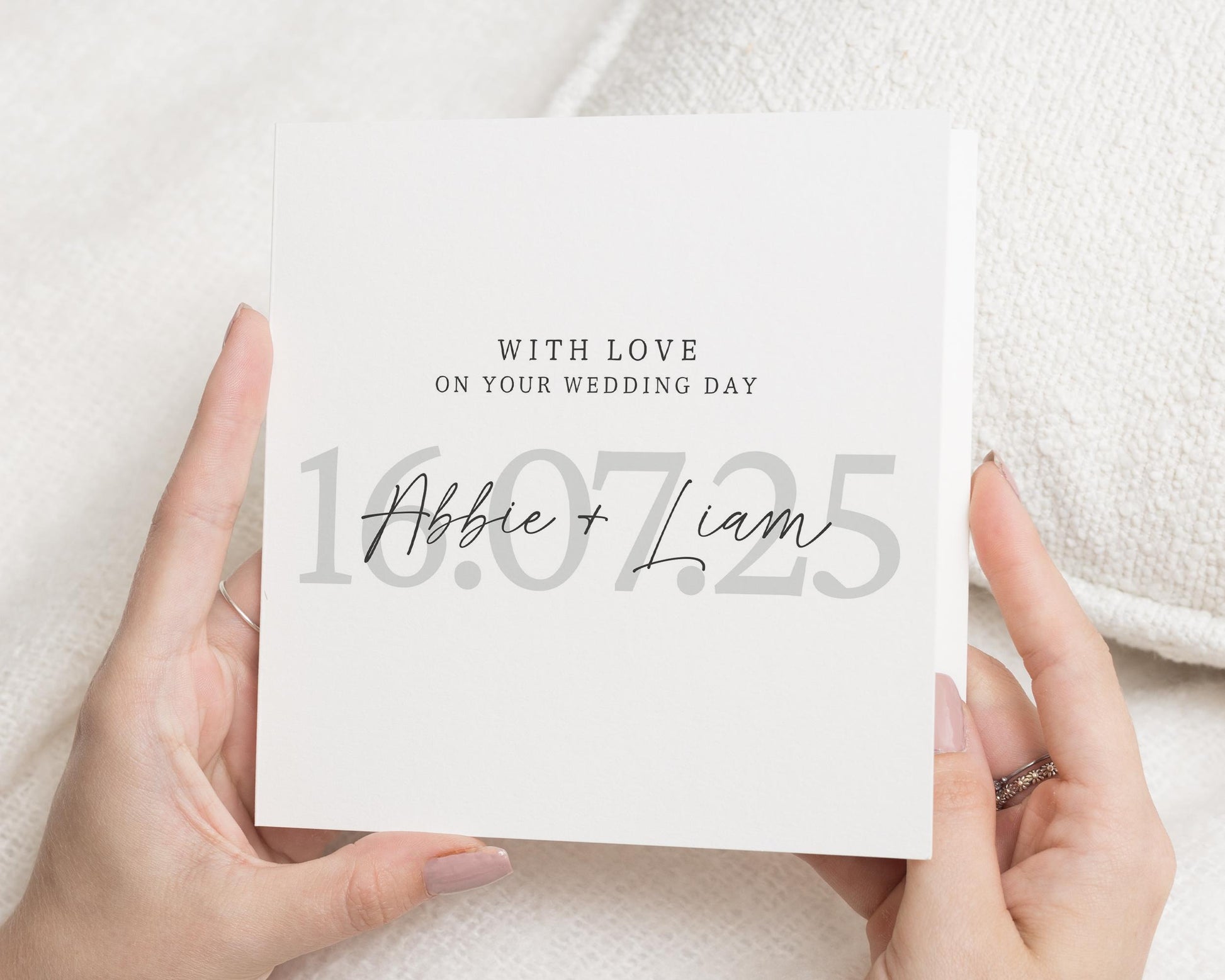 Wedding Day Card, Personalised Wedding Card, With Love On Your Wedding Day, Custom Wedding Date Card, Card For Couple, Engagement Card